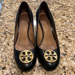 Tory Burch black wedge heel size 9- box included